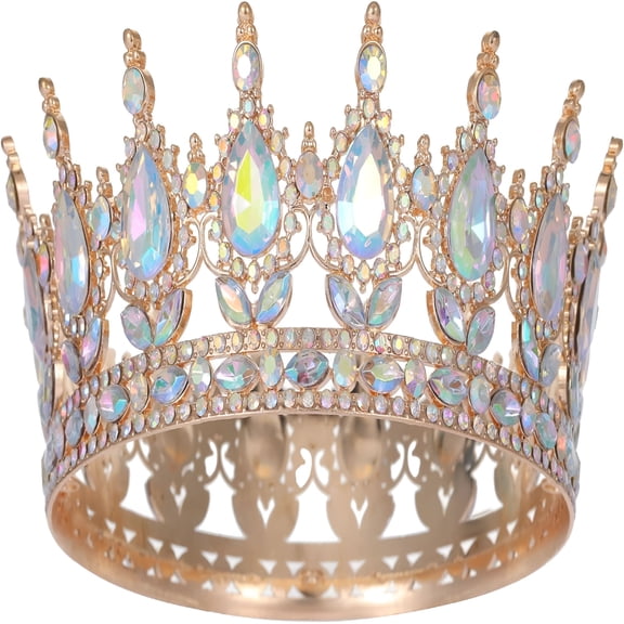 DESIGNICE Full Round Queen Crowns Rhinestone Wedding Crowns and Tiaras for Women Costume Party Hair Accessories Princess Birthday Crystal Bridal Crowns for Prom Birthday Costume Party