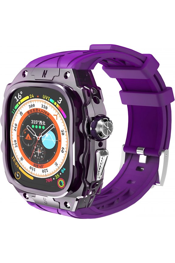 Fully Wrapped Lightweight Rugged Case with Band,Silicon Strap Stainless Steel Buttons Protective Cover
