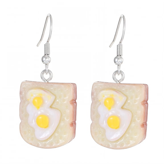 DESIGNICE Fun Earrings,Plastics and Resins Beach Earrings,Cheese Bread Omelette Unique Gifts for Women,Style3