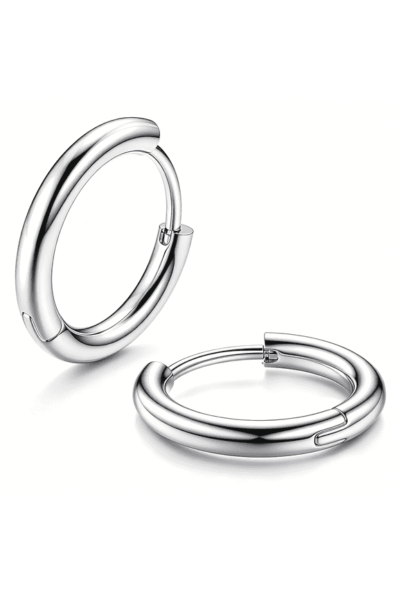 G23 Solid Titanium Hoop Earrings Implant Grade Hypoallergenic Small Huggie Hoop Earrings Hinged Sleeper Cartilage Earrings for Women Men Silver Black 14K Gold Plated 8Mm 10Mm 12Mm