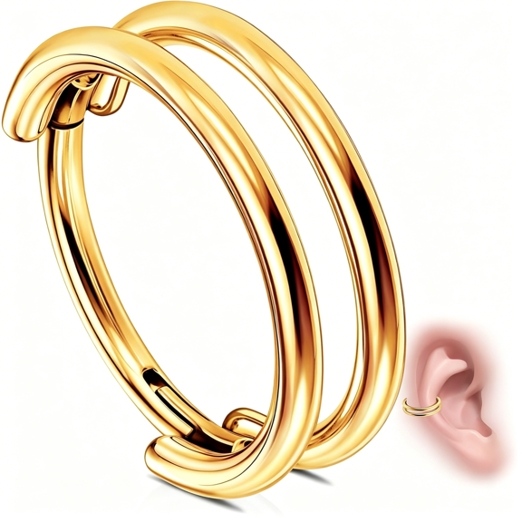 DESIGNICE G23 Titanium Cartilage Earring Hoop: Conch Piercing Jewelry Nose Septum Rings Hypoallergenic Hinged Segment Clicker Rook Daith Tragus Earrings