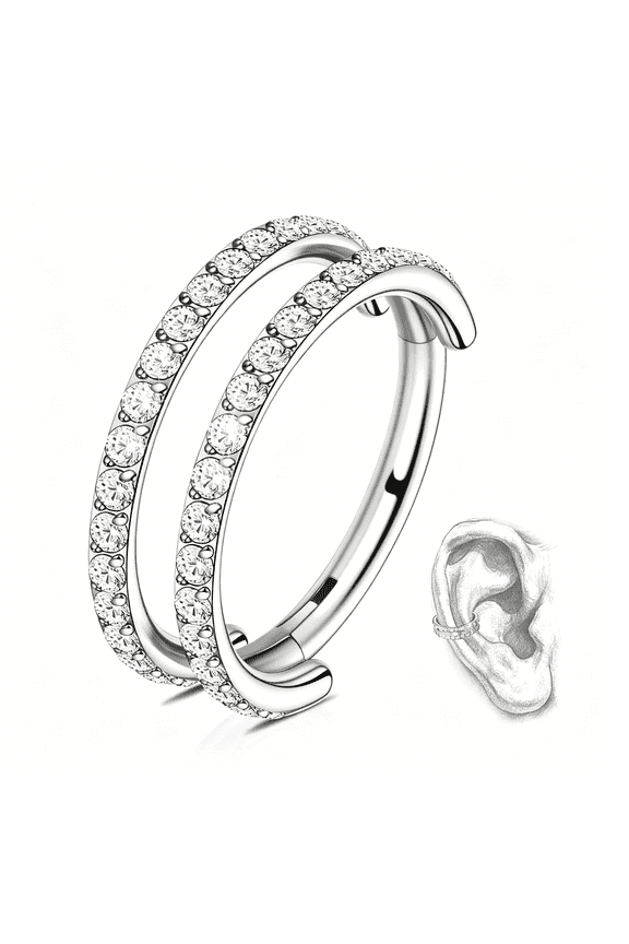 G23 Titanium Conch Piercing Jewelry Hoop: 16G 8mm/10mm/12mm Diamond Cartilage Earring Double Piercing Hoop Septum Rings Hypoallergenic Nose Rings Lip Rings Rook Daith Tragus Earrings