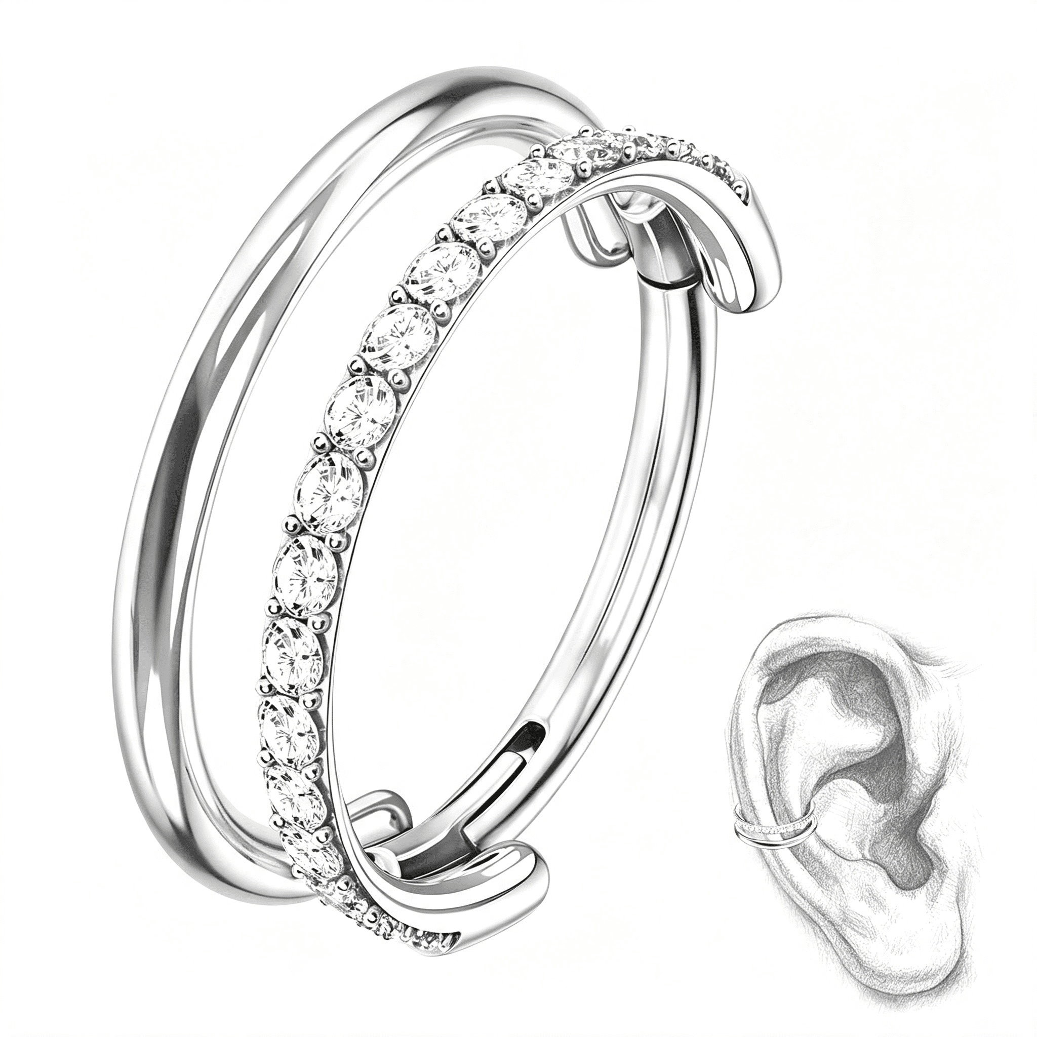 Lop Rings DESIGNICE G23 Titanium Conch Piercing Jewelry Hoop 16G Cartilage ...