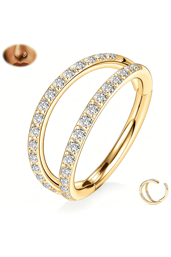 G23 Titanium Double Nose Hoo Ring Septum Jewelry 20G/18G/16G Daith Rook Tragus Cartilage Conch Hoop Earring Hinged Segment Piercing Jewelry for Women Men 6mm to 12mm