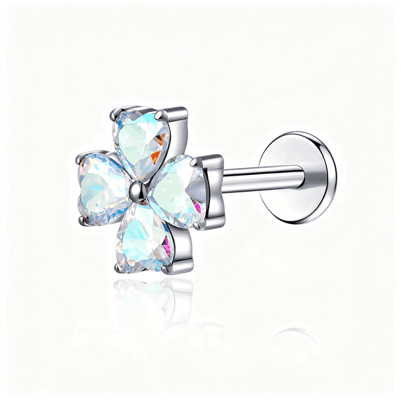 DESIGNICE G23 Titanium Flat Back Earrings Studs 18G 16G F136 Implant Grade Titanium Labrets Press Fit Threadless Push"Dainty Cartilage Conch Lobe Lip Tragus Piercing Jewelry