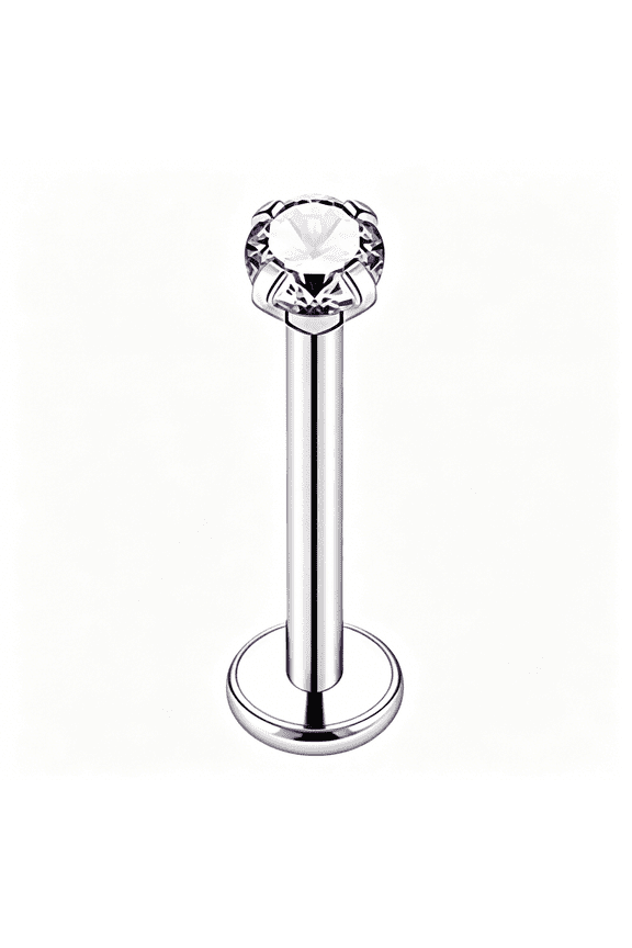 G23 Titanium Internal Thread Flat Back Stud Earrings,Cz Crystal Labret Piercing Jewelry for Tragus Helix Cartilage Conch Lip Monroe,16 Gauge
