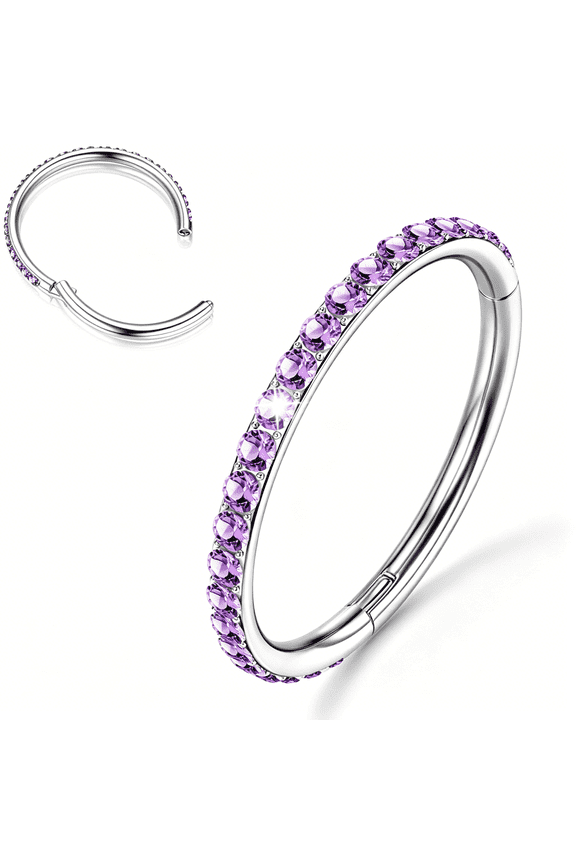 G23 Titanium Nose Rings Hoops-Ab/Rainbow/Clear Cz Nose Piercings 16/18/20G Septum Rings Cartilage Rook Tragus Lobe Daith Earrings Body Jewelry for Women Men 6/7/8/9/10/11/12Mm