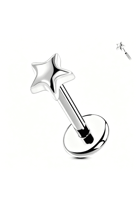 G23 Titanium Threadless Labret Studs Flat Back Push Pin Earrings for Tragus,Helix,Monroe,Conch,Lip Piercing 16G/18G,6Mm/8Mm