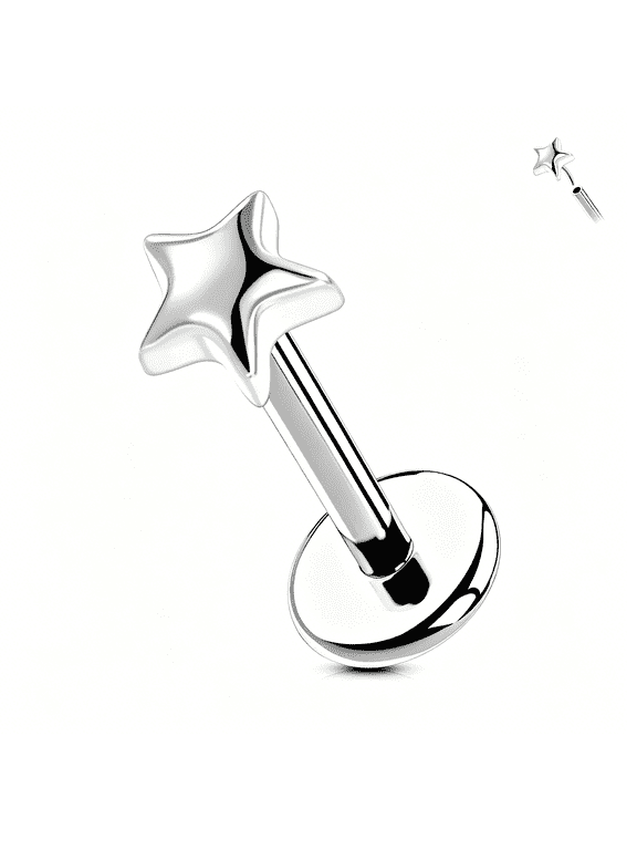 G23 Titanium Threadless Labret Studs Flat Back Push Pin Earrings for Tragus,Helix,Monroe,Conch,Lip Piercing 16G/18G,6Mm/8Mm