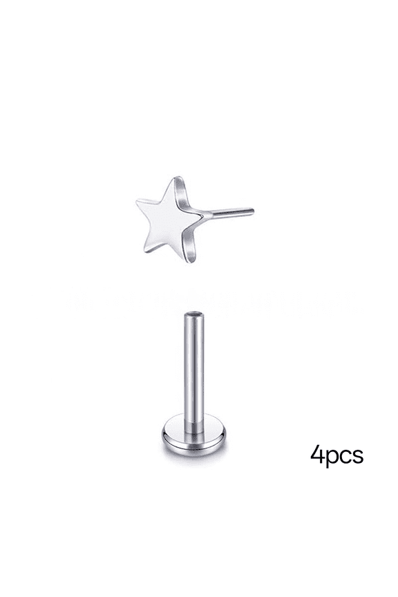 G23 Titanium Threadless Labret Studs Flat Back Push Pin Earrings for Tragus,Helix,Monroe,Conch,Lip Piercing 16G/18G,6Mm/8Mm