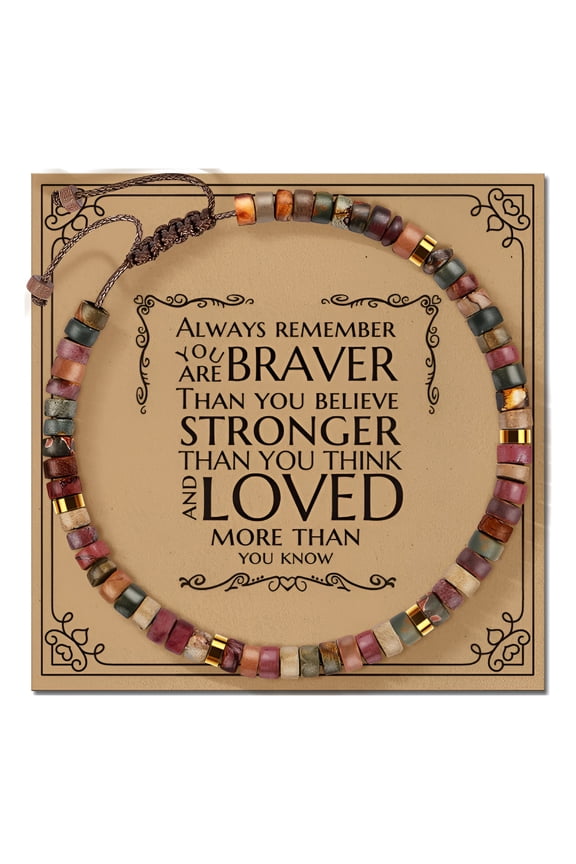 Gifts for Women Healing Natural Stone Bracelets with Positive Affirmations - Inspirational Gifts Jasper Bracelet - Get Well Soon Gifts for Mom Aunt Grandma Daughter in Law