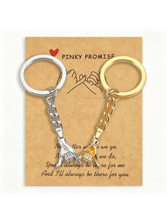 Gifts for Boyfriend - 2Pc Pinkie Promise Matching Couples Keychain Gift for Boyfriend Girlfriend Long Distance Matching Keychains