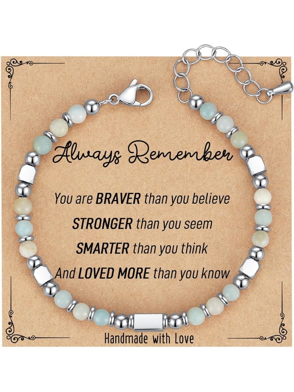 Gifts for Teen Girls/Kids,Graduation Gift for Her,Tiny Gemstone Beaded Bracelets for Teenage Girls Trendy Jewelry with Inspirational Card