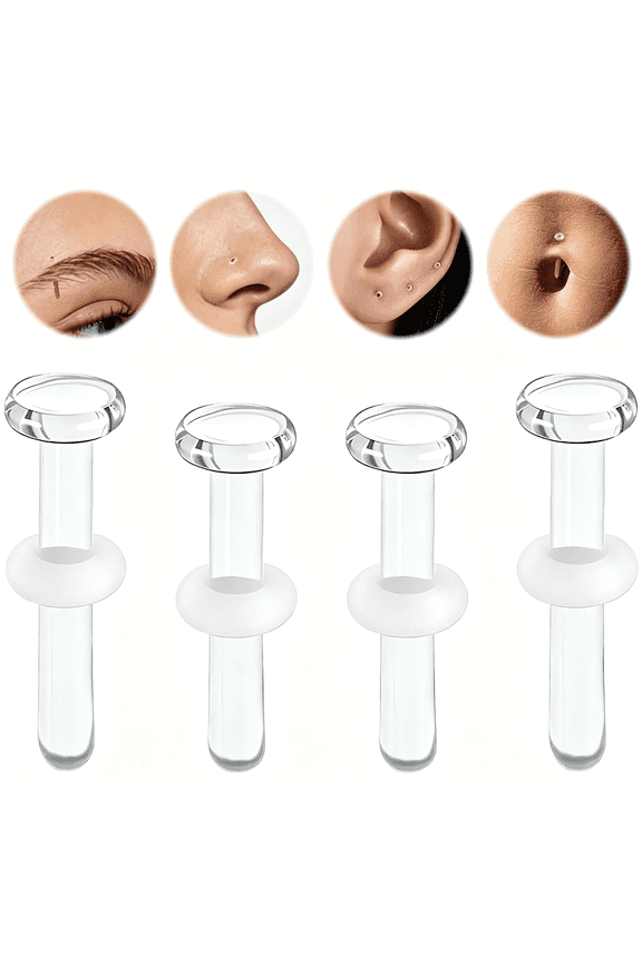 Glass Piercing Retainers for Rook Cartilage Belly Nose Piercing Jewelry 8/10/12/14/16/18/20G Clear Glass Earrings Studs for Work/Surgery/Sports