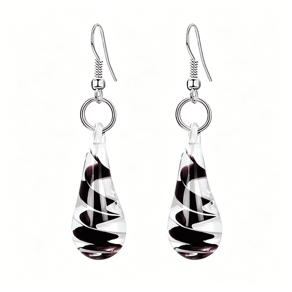 DESIGNICE Glass Water Drop Shape Glaze Spiral Dangle Earrings Lampwork Handmade Glass Bead Geometric Earrings for Women Jewelry