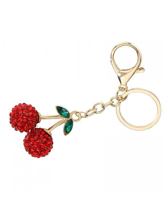 Glittering Cherry Keychain Charm for Handbags Fruit Shaped Key Ring for Women Cherry Charm