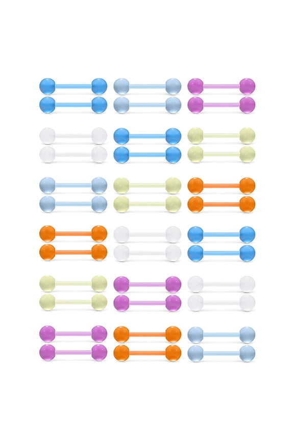 Glow in The Dark Nipple Rings Plastic & Surgical Steel Nipple Piercing Jewelry 14G Nipple Ring Tongue Barbell Retainer for Women Men