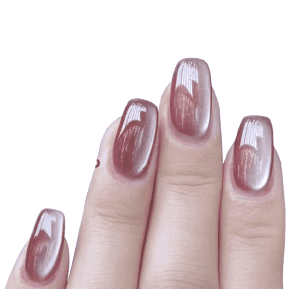 DESIGNICE Glue on Nails for Women,Ceramic Cat Eye Short Square Press on Nails,Amphibolite Porcelain Stick on Nails for Women