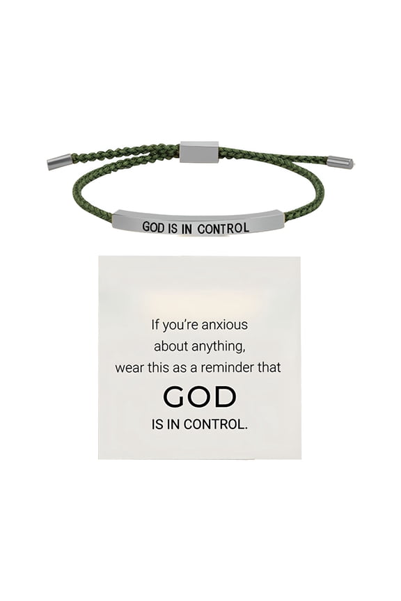 God Is in Control Bracelet - Stainless Steel Adjustable Best Friends Teens Inspirational Braided Christmas Birthday Gifts Jewelry (Customizable Text)