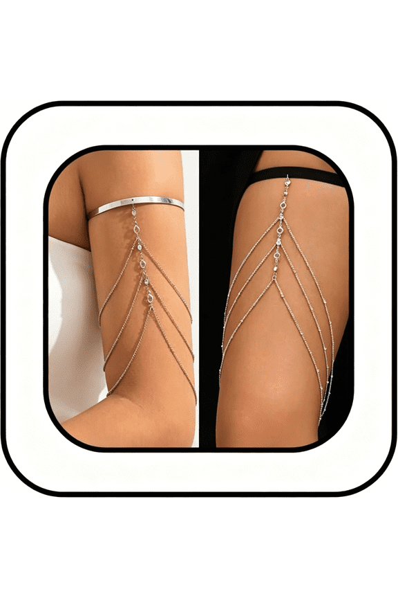 Gold Arm Cuff for Women Layered Crystal Tassel Upper Arm Cuff Multi-Layered Bikini Rhinestone Armlet Adjustable Stackable Minimalist Armband Summer Beach Jewelry