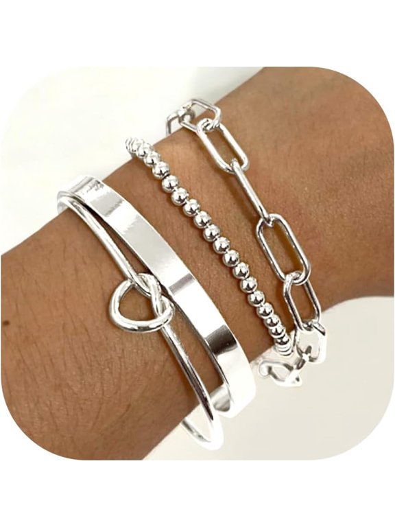Gold Bangle Cuff Bracelets for Women Trendy Gold Plated Tennis Bracelet Stack for Women Non Tarnish Fashion Jewelry Accessories Set