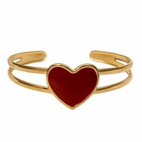 DESIGNICE Gold Bangles for Women Red Heart Decoration Bangle Bracelets Adjustable Opening Cuff Bracelets for Women Red