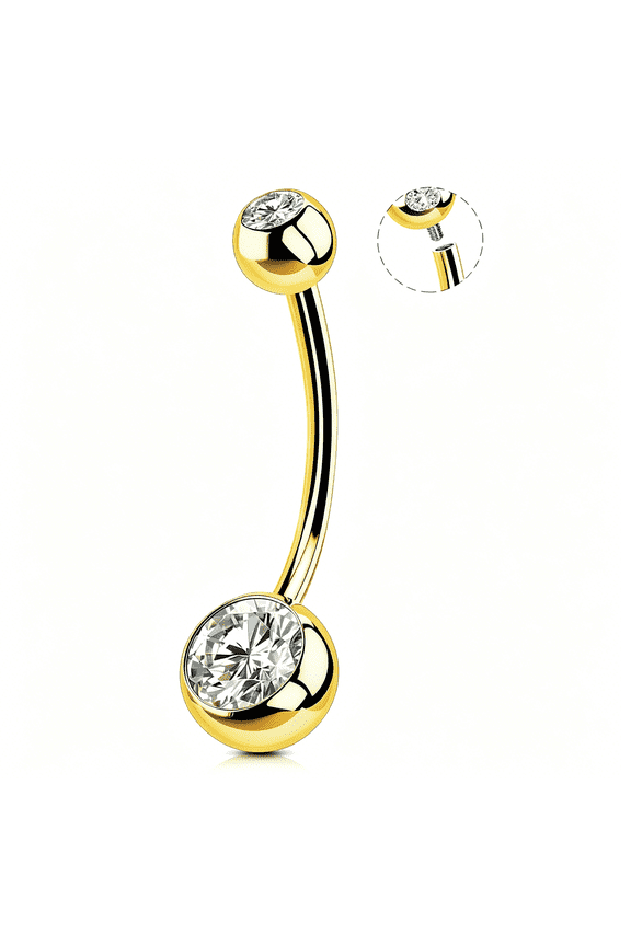 Gold Belly Button Rings, 316L Surgical Steel Belly Button Piercing, Internally Threaded Belly Rings, 14G Belly Piercing Jewelry, Long Belly Button Rings, Navel Rings for Women Men