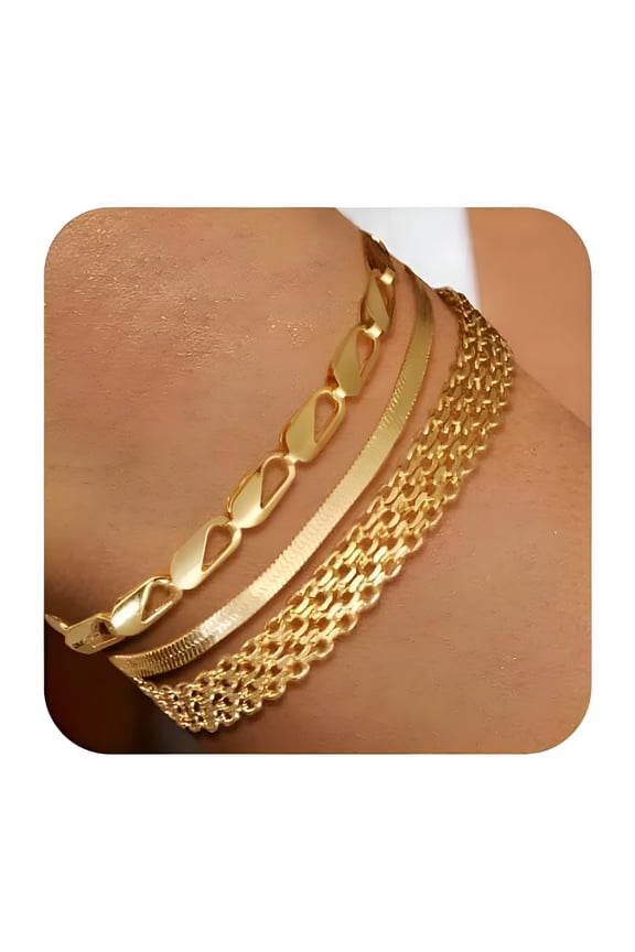 2026 New Gold Bracelets for Women 14K Gold Bangle Bracelet Stack,Adjustable Waterproof Trendy Bracelets Gold Filled Stacks Bangles Link Chain Gold Bracelet Non Tarnish for Jewelry