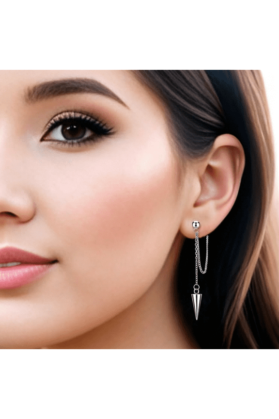 Gold Chain Earrings for Women Irregular Bar Spike Drop Dangle Earrings Long Threader Earring Dangly Tassel Earrings Stainless Steel Black Spike Steampunk Gothic Punk Earrings Jewelry