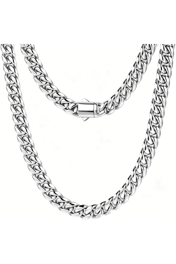 Gold Cuban Link Chain for Men Mens Stainless Steel Miami Curb Chains Necklace 5/8Mm Thick Real Gold/Silver/Black Plated Diamond Cut Non-Tarnish Jewelry Trendy Gifts 18-26 Inch with Gift Box