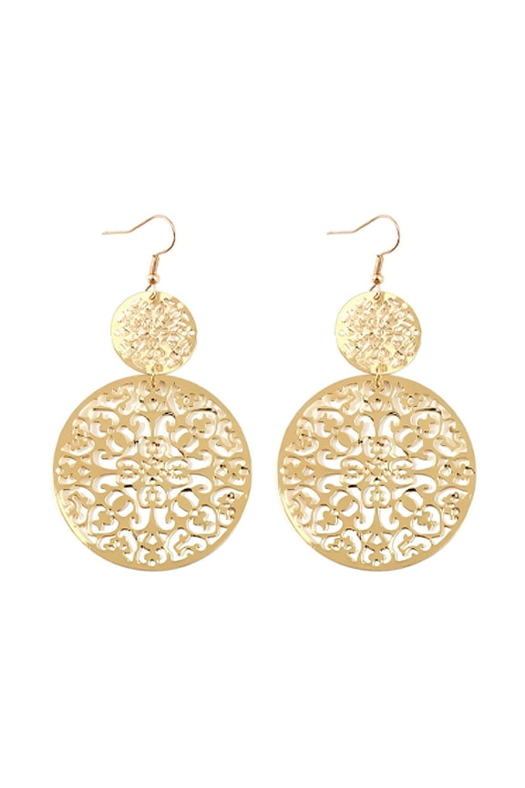 Gold Earrings for Women,Palace Ethnic Style Carving Gold Earrings,Exaggerated Retro Dangle Earrings,Gold