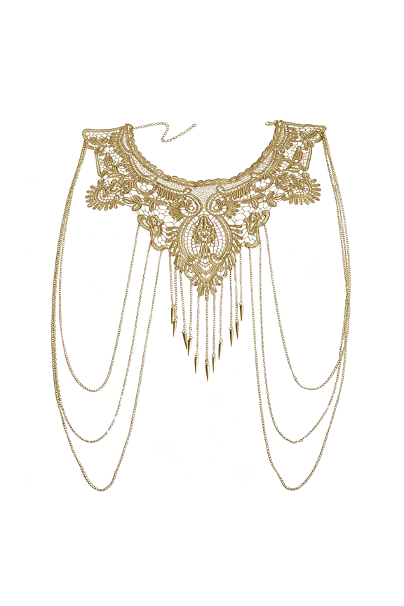 Gold Fine Chain Flower Lace Bikini Body Chain Necklace Jewelry for Women Bikini Body Chain