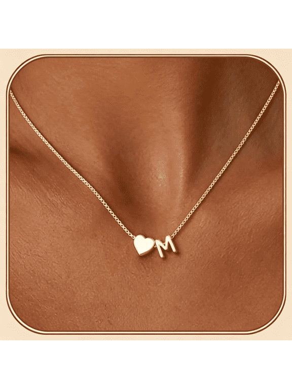 Gold Heart Initial Necklaces for Women Trendy Non Tarnish Dainty 14K Gold Plated Personalized Monogram Letter Custom Initial Pendant Necklace Gold Jewelry