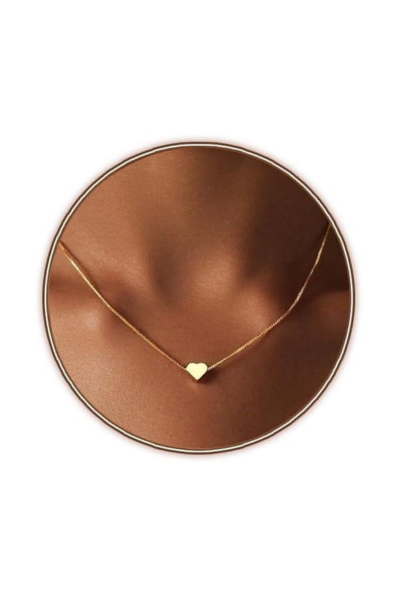 Gold Heart Necklace for Women - Dainty Gold Necklace 14K Gold/Silver Plate Cute Heart Pendant Choker Necklaces Gold Love Heart Chain Necklace for Women Dainty Gold Jewelry Gifts for Women