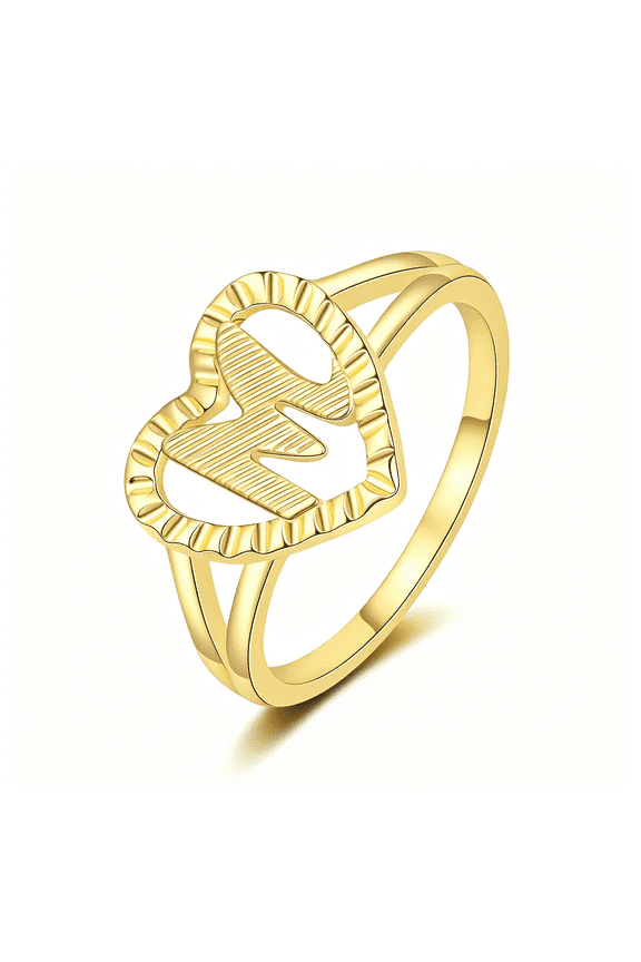 Gold Initial Rings for Women Non Tarnish 14K Gold Plated Vintage Heart Thumb Rings Personalized Carved Letter Statement Stackable Rings Size 6-10 Jewelry Gifts
