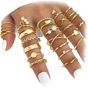 DESIGNICE Gold Knuckle Rings Set for Women Vintage Stackable Joint Finger Midi Rings Dainty Cubic Zirconia Crystal Simple Twist Hollow Cute Rings Pack Jewelry Gift