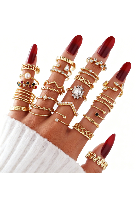 Gold Knuckle Rings Set for Women Vintage Stackable Joint Finger Midi Rings Dainty Cubic Zirconia Crystal Simple Twist Hollow Cute Rings Pack Jewelry Gift