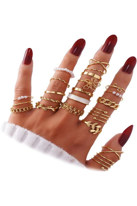Gold Knuckle Rings Set For Women Vintage Stackable Joint Finger Midi Rings Dainty Cubic Zirconia Crystal Simple Twist Hollow Cute Rings Pack Jewelry Gift