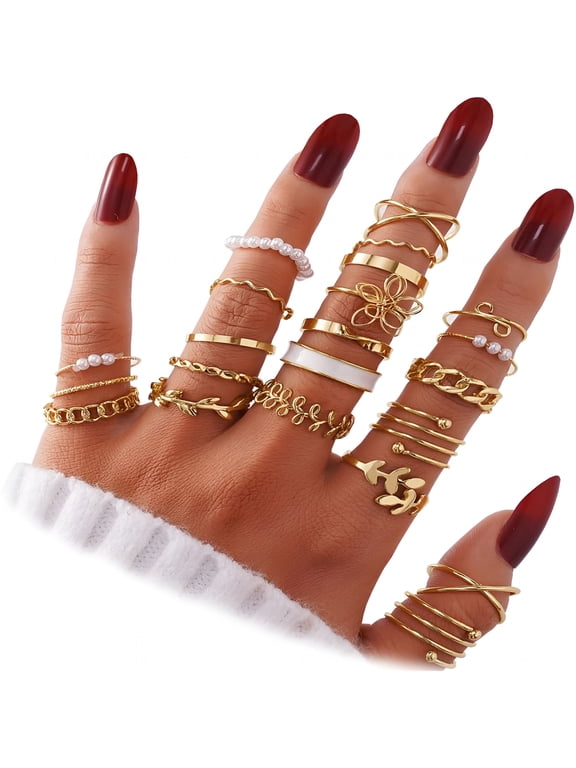 Gold Knuckle Rings Set For Women Vintage Stackable Joint Finger Midi Rings Dainty Cubic Zirconia Crystal Simple Twist Hollow Cute Rings Pack Jewelry Gift