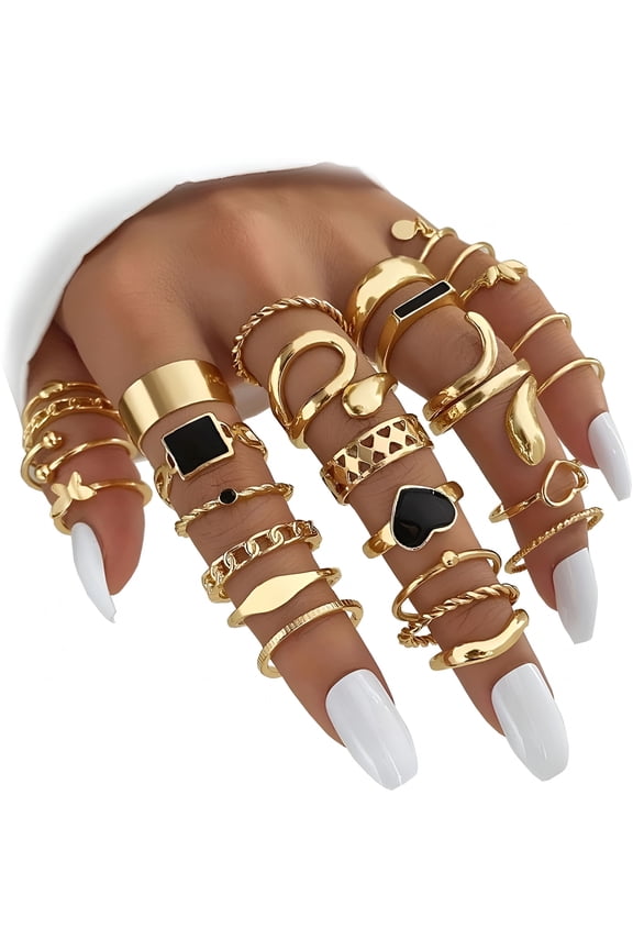 Gold Knuckle Rings Set For Women Vintage Stackable Joint Finger Midi Rings Dainty Cubic Zirconia Crystal Simple Twist Hollow Cute Rings Pack Jewelry Gift