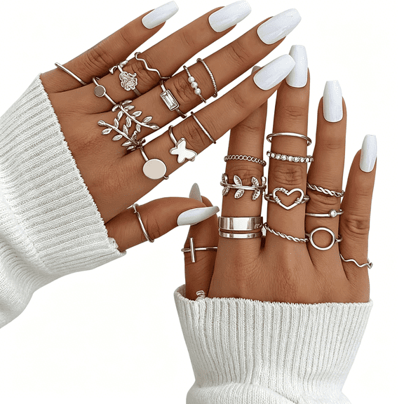 DESIGNICE Gold Knuckle Rings Set for Women Vintage Stackable Joint Finger Midi Rings Dainty Cubic Zirconia Crystal Simple Twist Hollow Cute Rings Pack Jewelry Gift