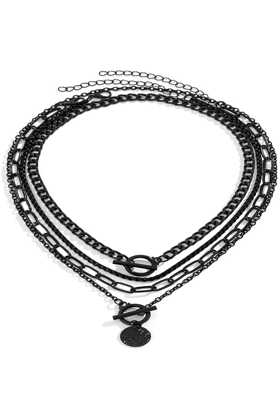 Gold Layered Necklaces for Women Chunky Gold Necklace Herringbone Paperclip Chain Necklace Dainty Cuban Stacking Coin Heart Star Cross Pendant T Bar Necklace Gold Jewelry Gifts