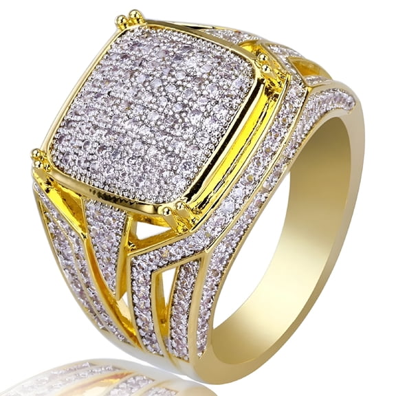 DESIGNICE Gold Rings for Men Diamond Insert Male Ring Business Ring A Birthday Present Gift Rings Jewelry