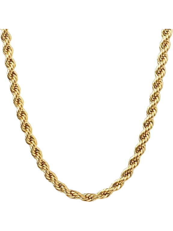 Gold Rope Chain for Men 2.5Mm 3Mm 4Mm 18K Gold Plated Stainless Steel Rope Chain Necklace for Mens Women