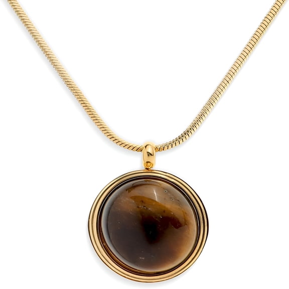 DESIGNICE Gold Stone Pendant Necklace for Women,Chunky Statement Dainty Heart Oval Natural Gemstone Dangle Necklaces Fashion Jewelry Gift