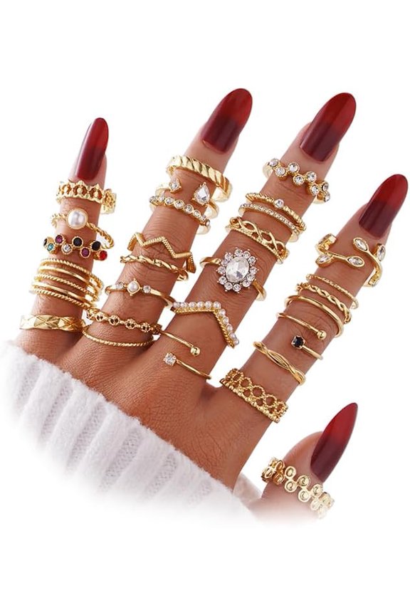 Golden Silvery Black Kunckle Rings Set for Women,Dainty Simple Trendy Cute Stackable Finger Rings Pack,Perfect for Stacking Layering on Thumb and Knuckle,Mixed Size,Jewelry Gift