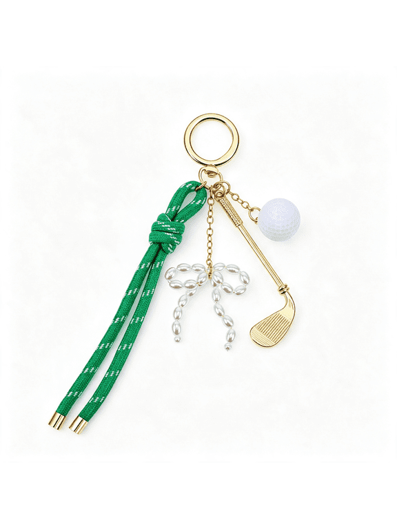 Golf Bag Charm Keychain,Elegant Nylon Rope Accessory for Women,Fashion Jewelry Gift for Golfer Lover Classic Golf Keychain