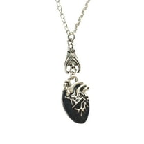 DESIGNICE Goth Accessories,Bat Heart Pendant Black Necklaces for Women,Alloy Goth Jewelry,For Men and Women,Black