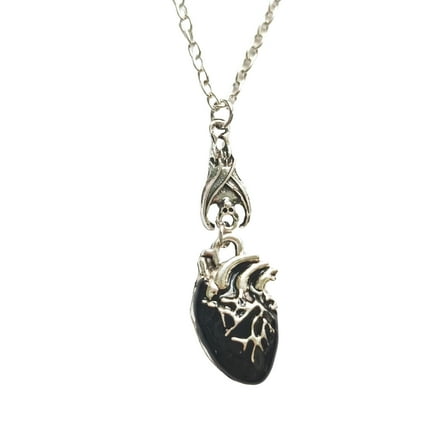 DESIGNICE Goth Accessories,Bat Heart Pendant Black Necklaces for Women,Alloy Goth Jewelry,For Men and Women,Black