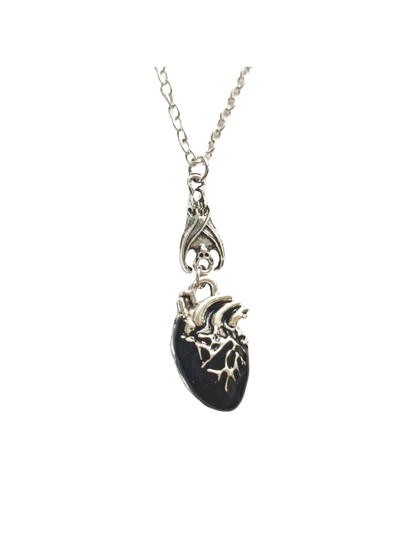Goth Accessories,Bat Heart Pendant Black Necklaces for Women,Alloy Goth Jewelry,For Men and Women,Black